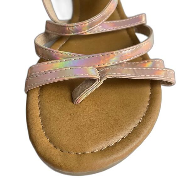Luffymomo Pink iridescent feminine Women's Gladiator Strappy Sandals Size 8 - Picture 5 of 15